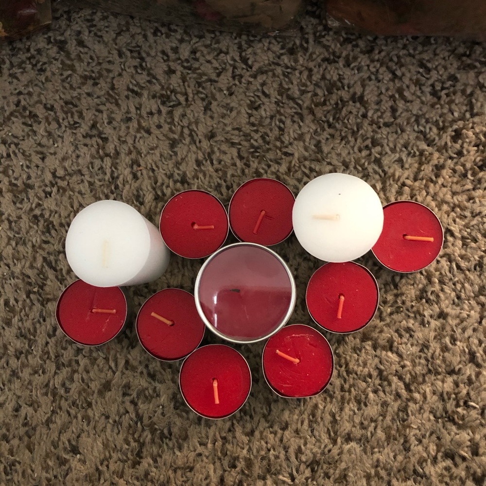 Candles-Red Tea Lights, White Votives, Small Red